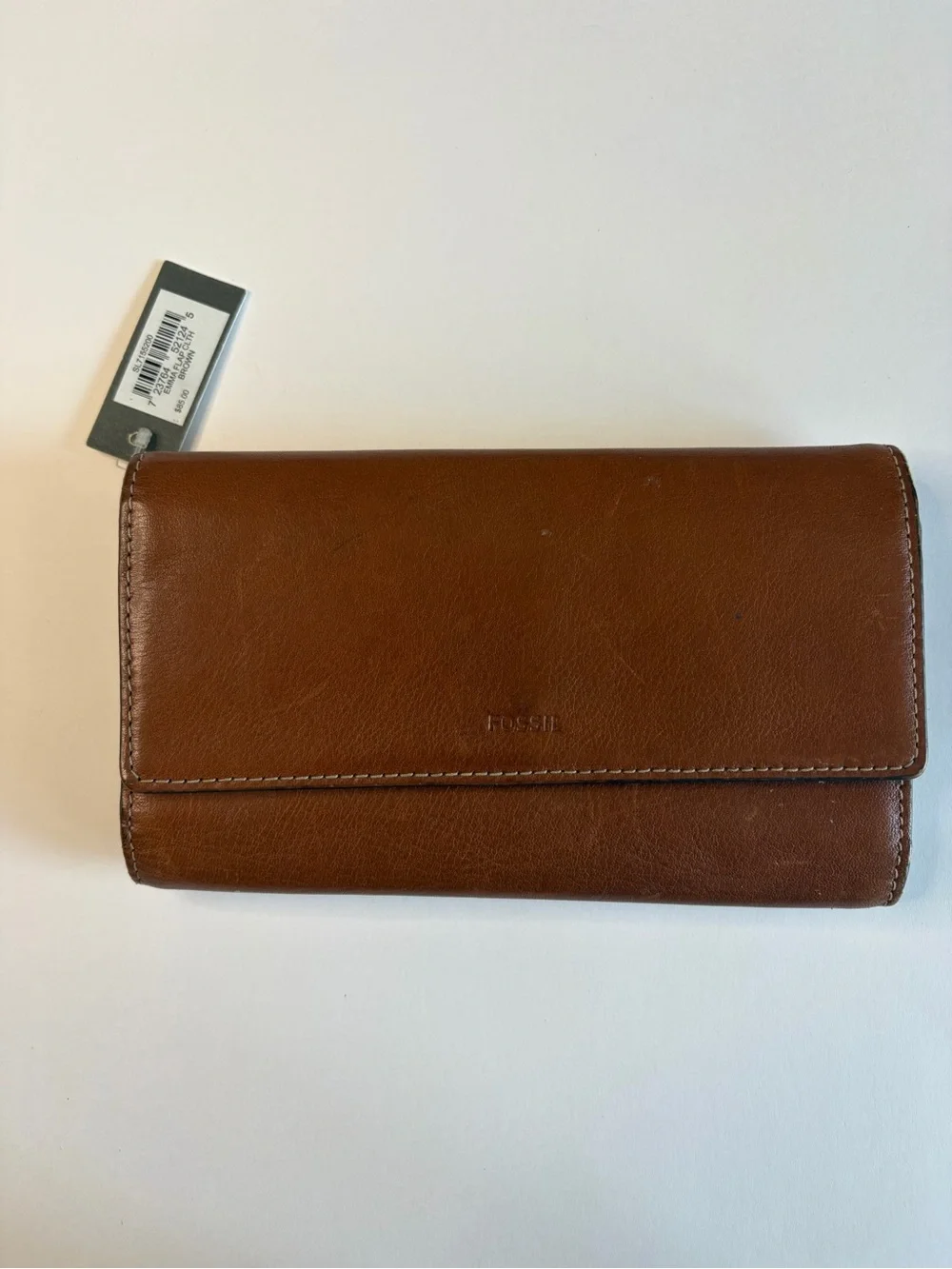 NWT Fossil Brown Leather Trifold Wallet